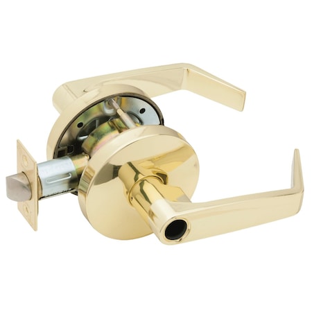 Falcon Grade 2 Entry/Office Cylindrical Lock, Less Cylinder, Dane Lever, Standard Rose, Bright Brass Finish W511LD D 605